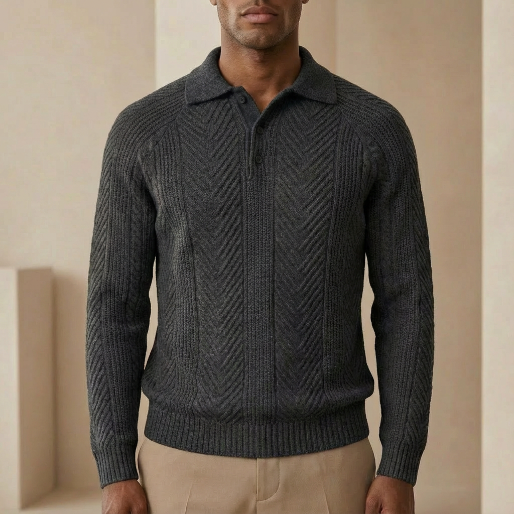 Marcus Vane - Signature Knitted Polo - Modern Slim Fit Sweater