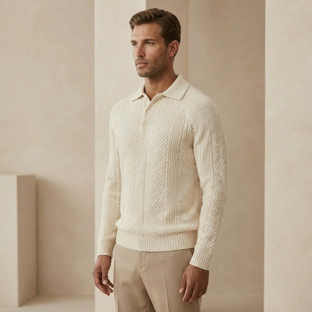 Marcus Vane - Signature Knitted Polo - Modern Slim Fit Sweater