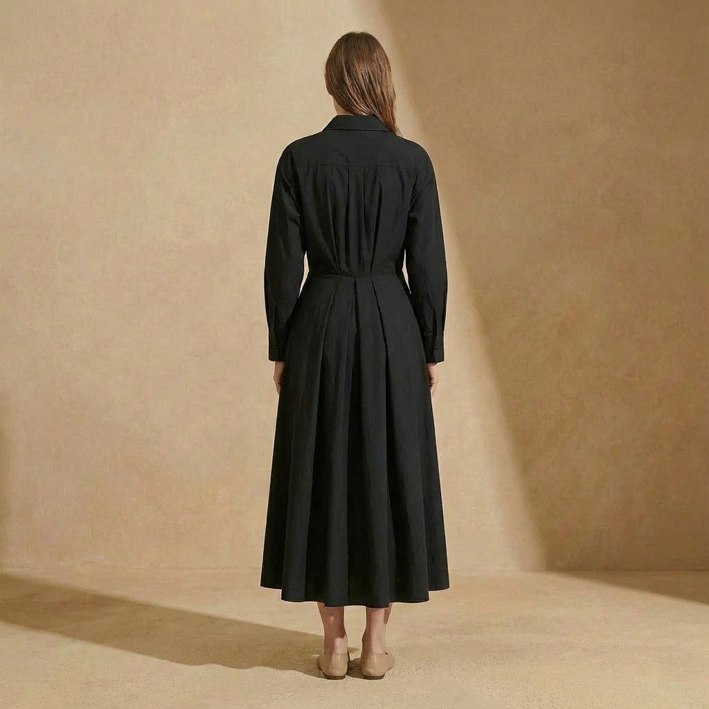 Eliza Rowe - Belted Collared Shirt Dress - Modern Midi Office-to-Evening Wrap
