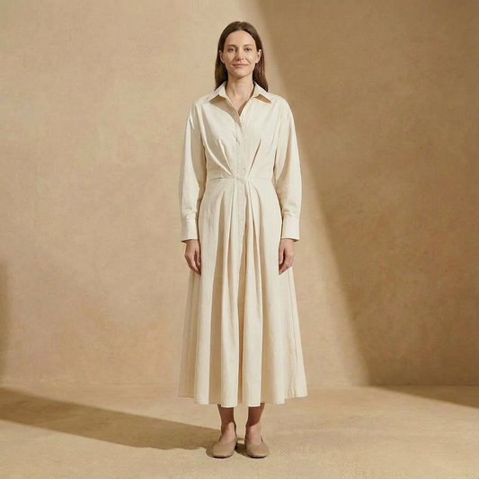 Eliza Rowe - Belted Collared Shirt Dress - Modern Midi Office-to-Evening Wrap