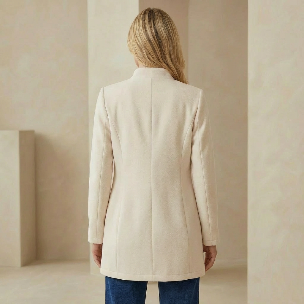 Longline Blazer - Structured Button-Front Wool Blend Coat