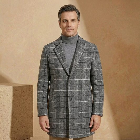 Alessio - Brushed Wool Plaid Overcoat