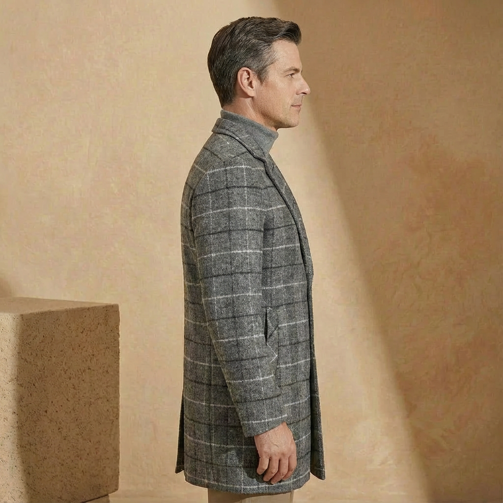 Alessio - Brushed Wool Plaid Overcoat