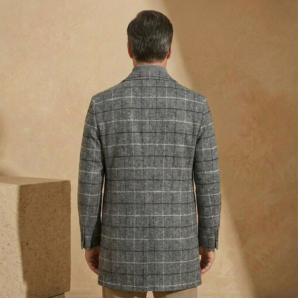 Alessio - Brushed Wool Plaid Overcoat