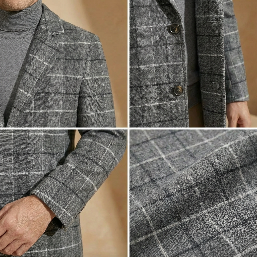 Alessio - Brushed Wool Plaid Overcoat