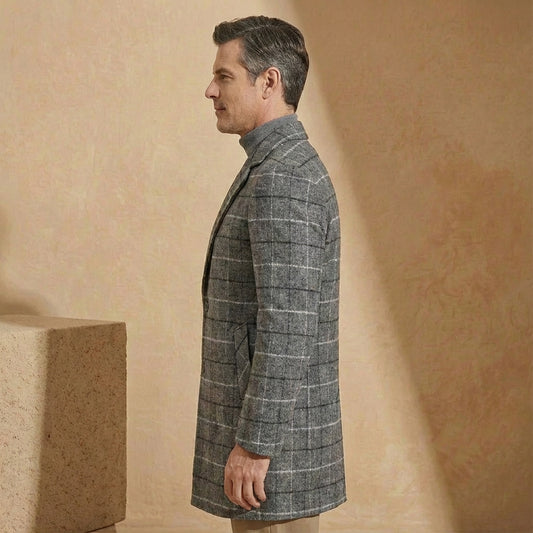 Alessio - Brushed Wool Plaid Overcoat