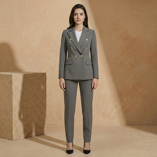 Savannah - Double Breasted Tailored Suit Set - Modern 2-Piece Blazer & Trousers