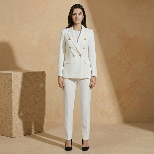 Savannah - Double Breasted Tailored Suit Set - Modern 2-Piece Blazer & Trousers