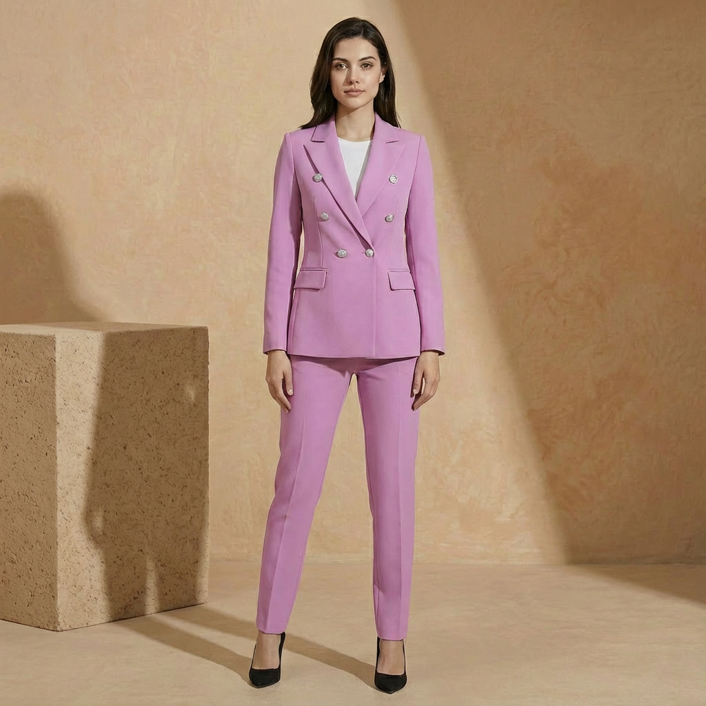 Savannah - Double Breasted Tailored Suit Set - Modern 2-Piece Blazer & Trousers