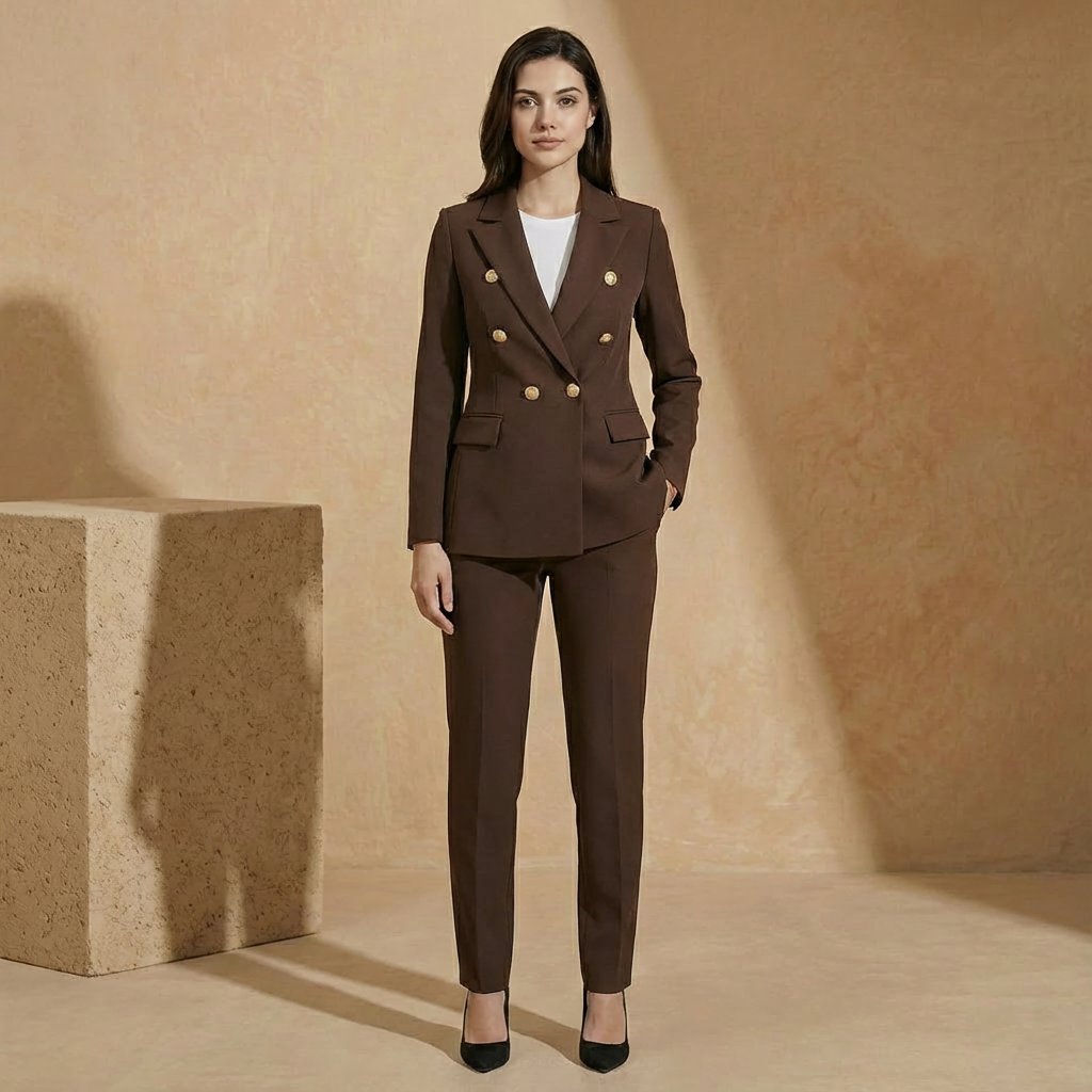Savannah - Double Breasted Tailored Suit Set - Modern 2-Piece Blazer & Trousers