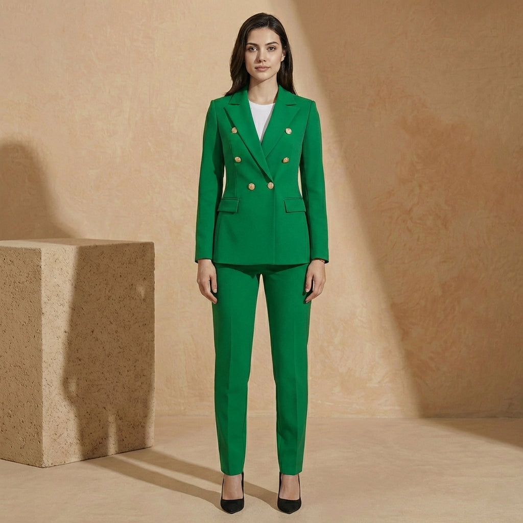 Savannah - Double Breasted Tailored Suit Set - Modern 2-Piece Blazer & Trousers