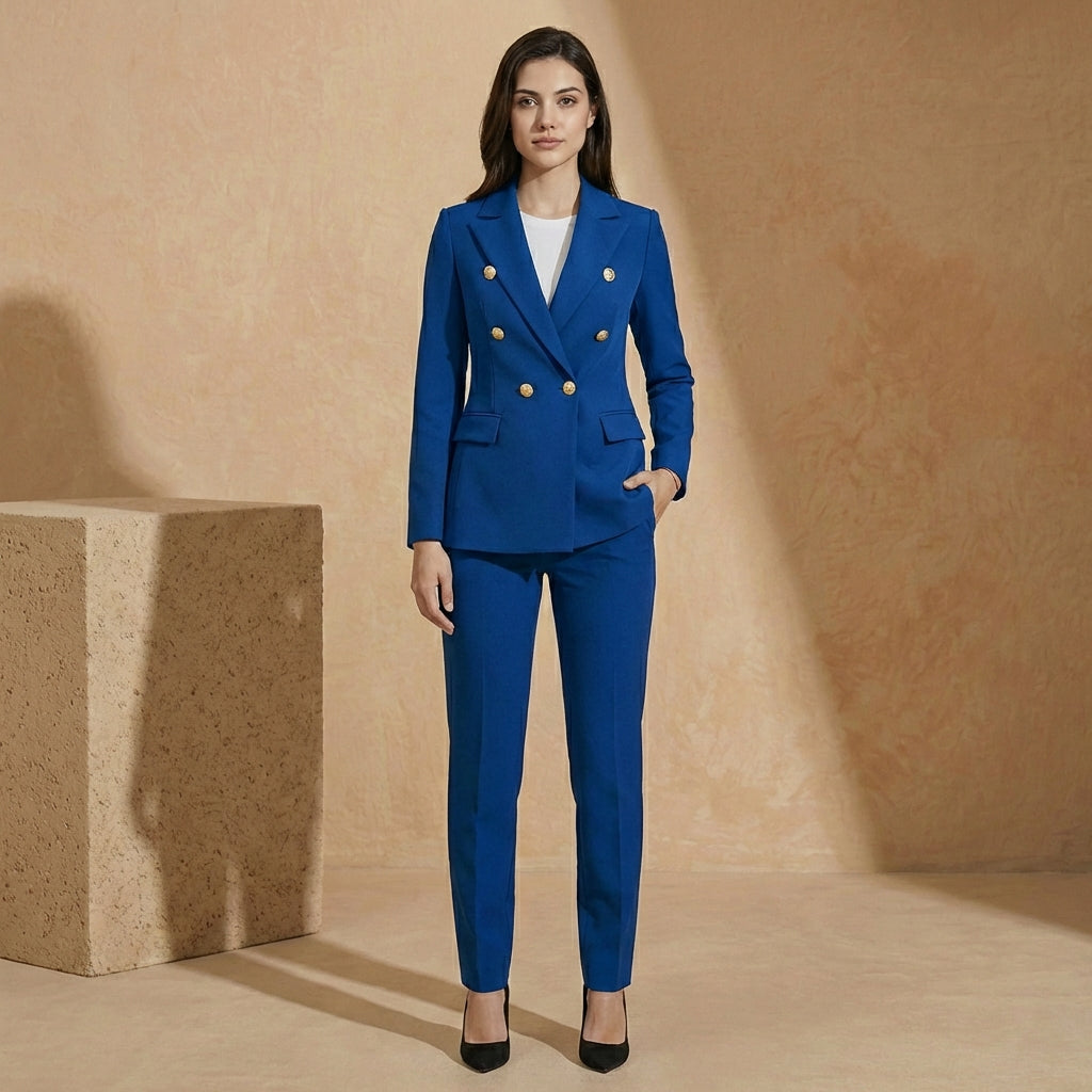 Savannah - Double Breasted Tailored Suit Set - Modern 2-Piece Blazer & Trousers