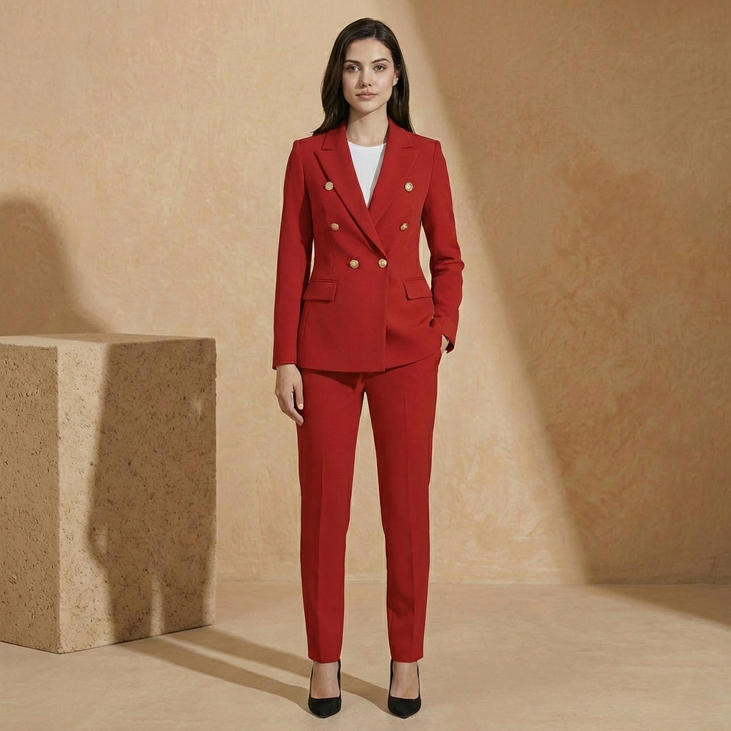 Savannah - Double Breasted Tailored Suit Set - Modern 2-Piece Blazer & Trousers
