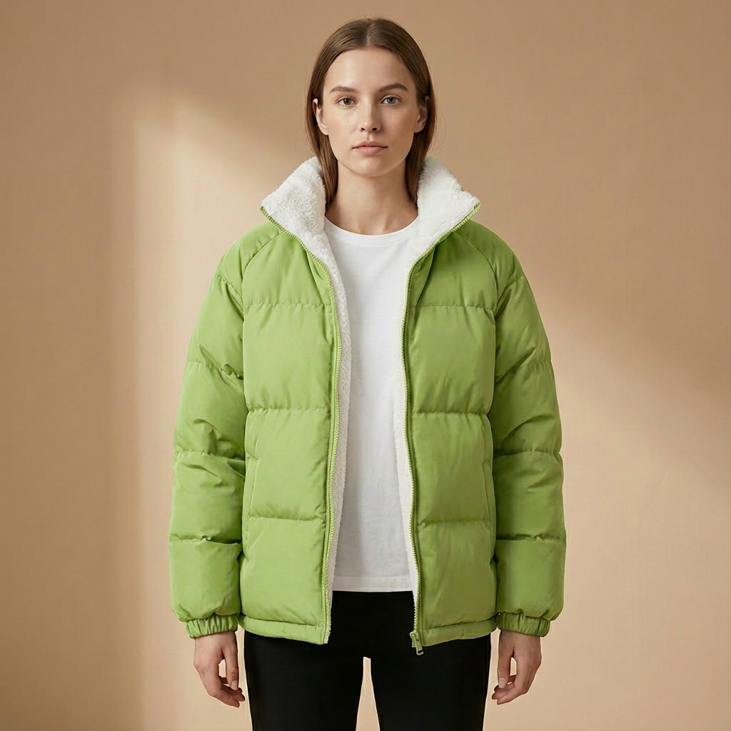 Aurora - Women’s Winter Puffer Jacket - Structured Stand Collar Padded Coat