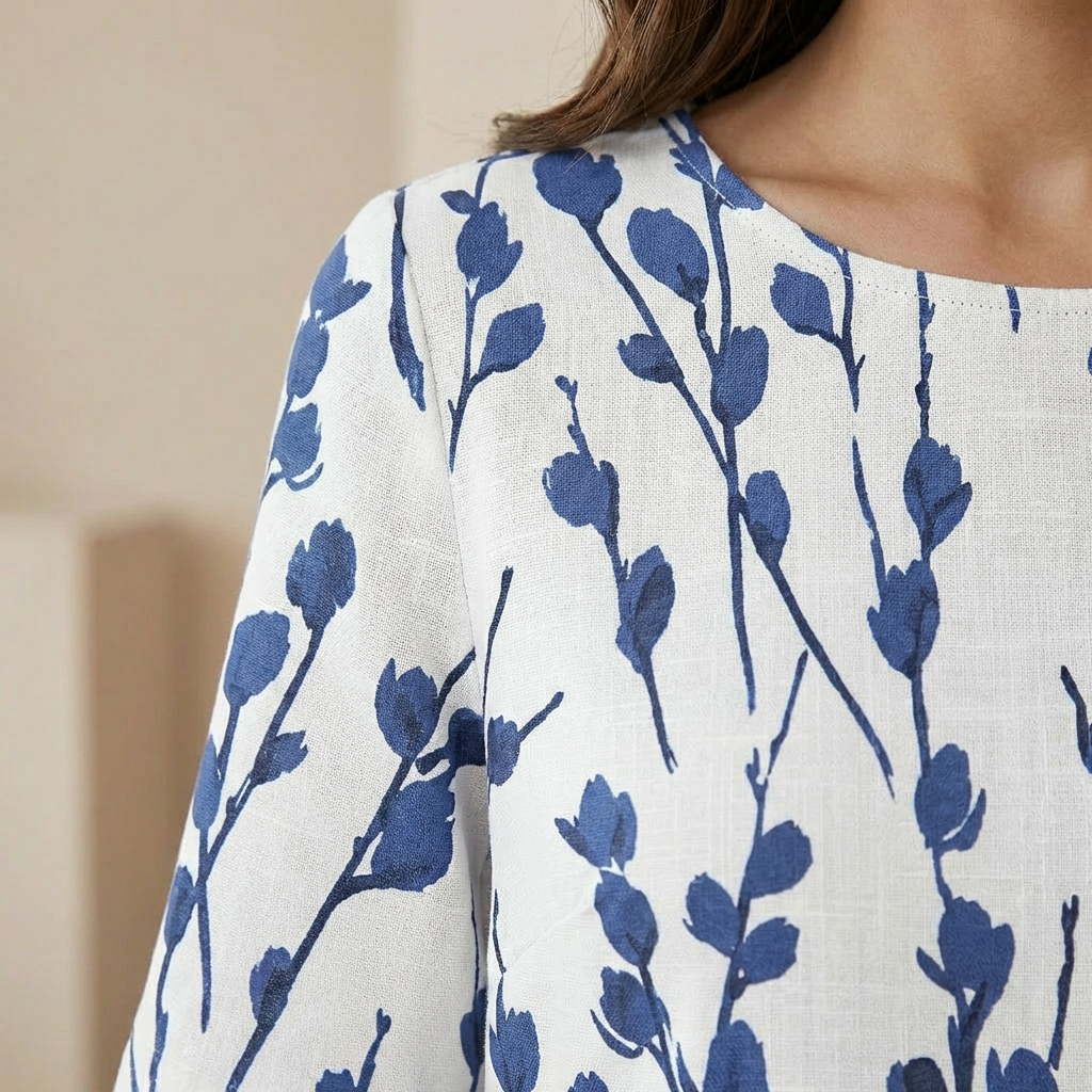 Elara - Floral A-Line Midi Dress - Breezy Botanical Garden Party Dress with Pockets