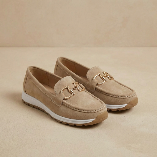 Madison - Women's Suede-Like Loafers - Elegant Buckle Detail & Comfort Slip-On