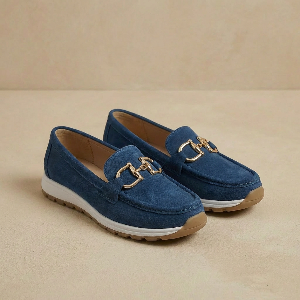 Madison - Women's Suede-Like Loafers - Elegant Buckle Detail & Comfort Slip-On