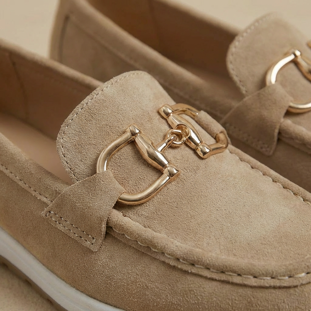Madison - Women's Suede-Like Loafers - Elegant Buckle Detail & Comfort Slip-On