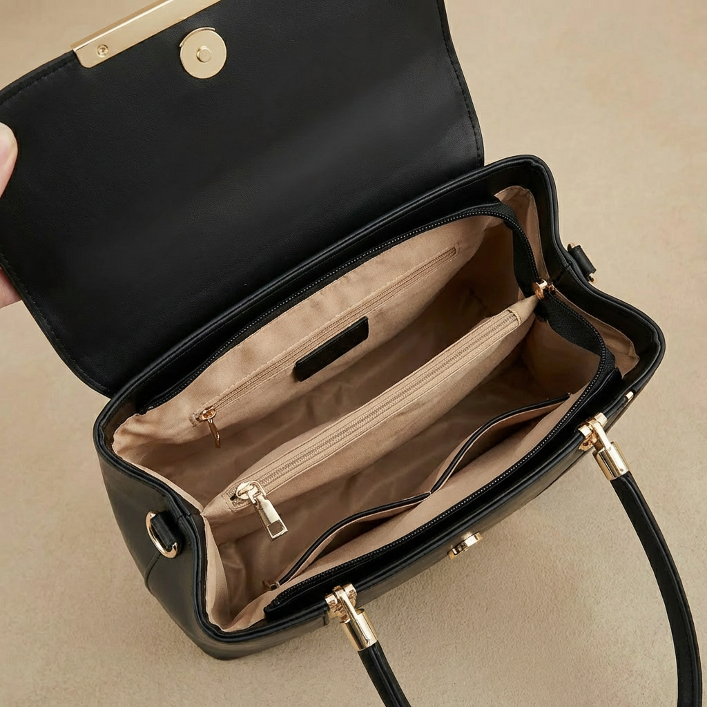 Valentina - 2-Piece Geometric Handbag & Clutch Set - Luxury Top-Handle Tote & Crossbody