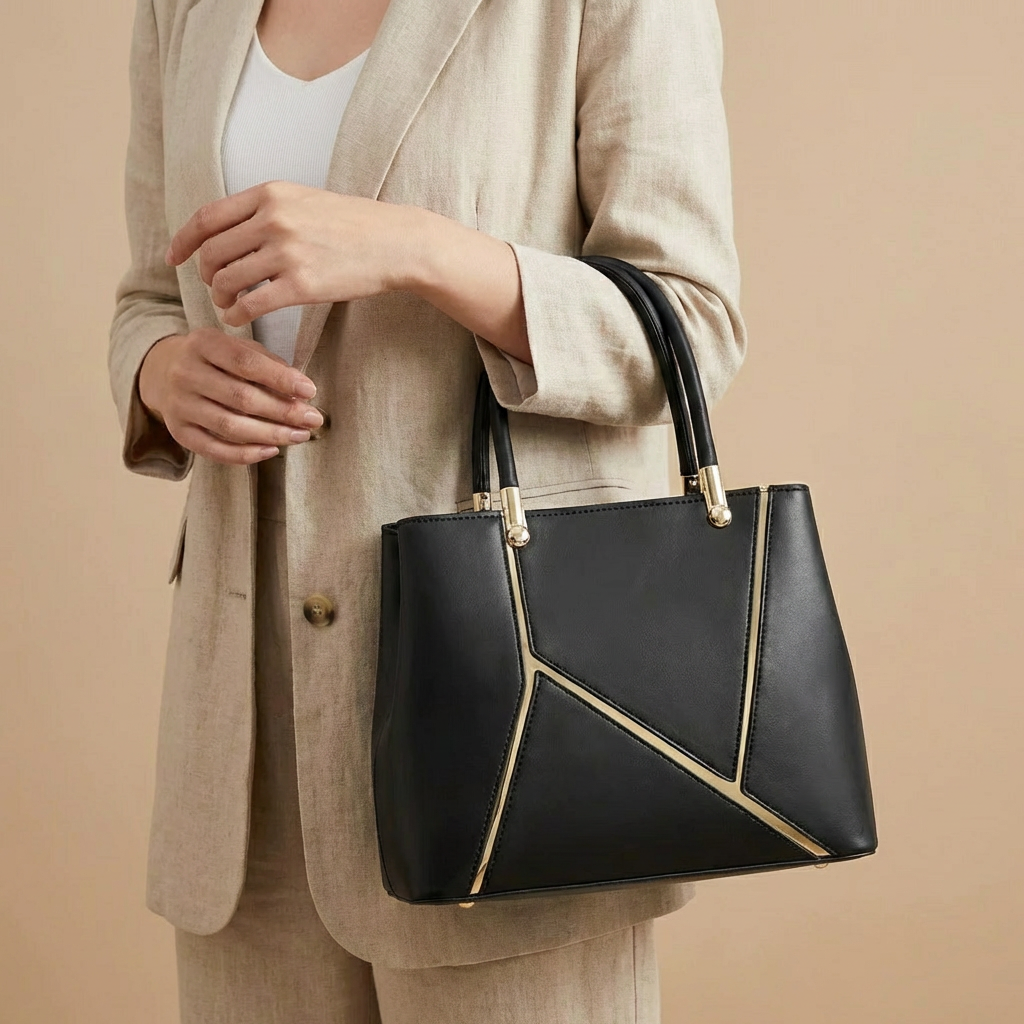 Valentina - 2-Piece Geometric Handbag & Clutch Set - Luxury Top-Handle Tote & Crossbody