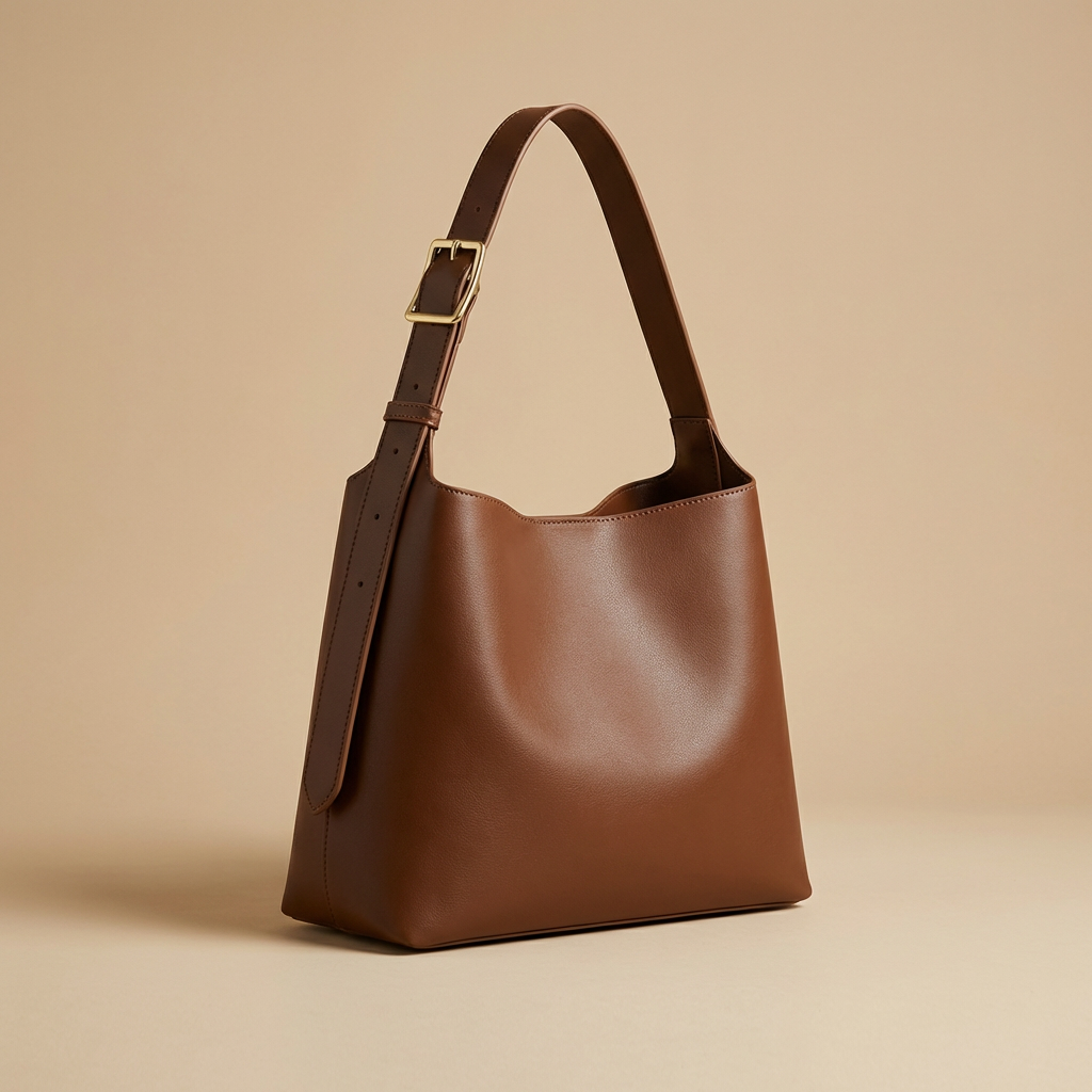 Celeste - Structured Vegan Leather Shoulder Bag - Modern Trapezoid Purse with Wide Strap