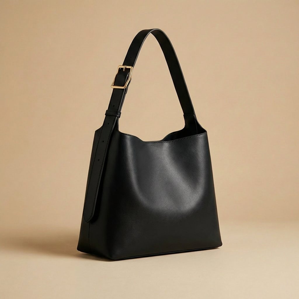 Celeste - Structured Vegan Leather Shoulder Bag - Modern Trapezoid Purse with Wide Strap