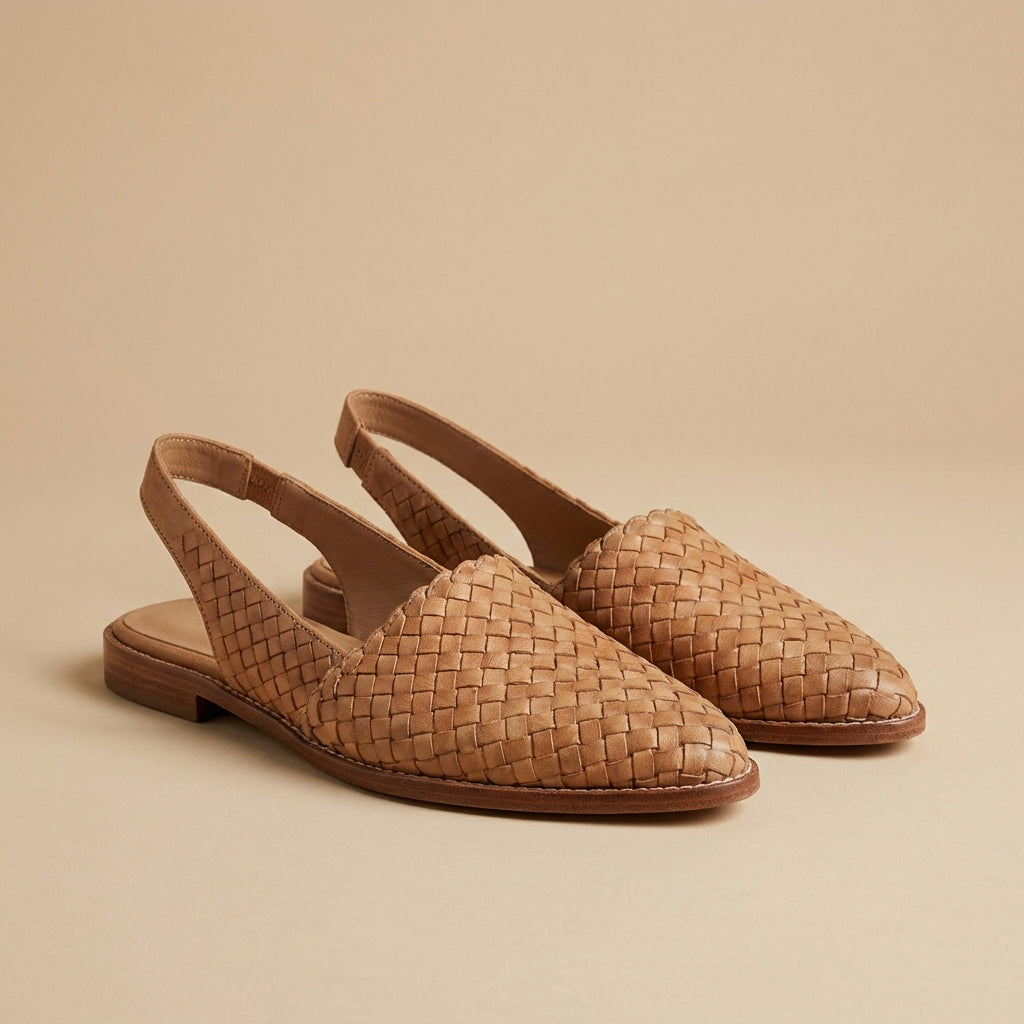 Capri - Woven Slingback Flats - Breathable Comfort Mules with Cushioned Sole