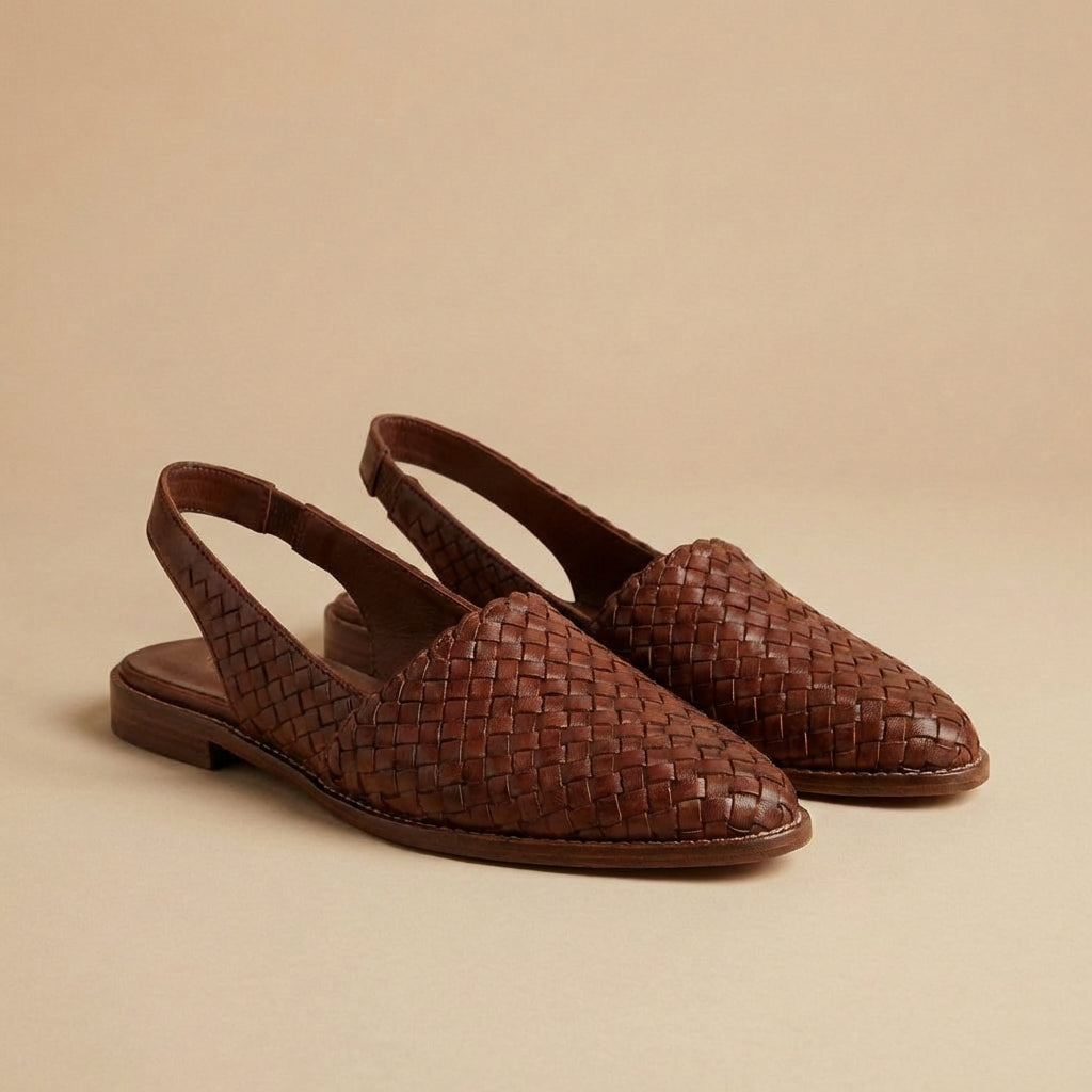 Capri - Woven Slingback Flats - Breathable Comfort Mules with Cushioned Sole