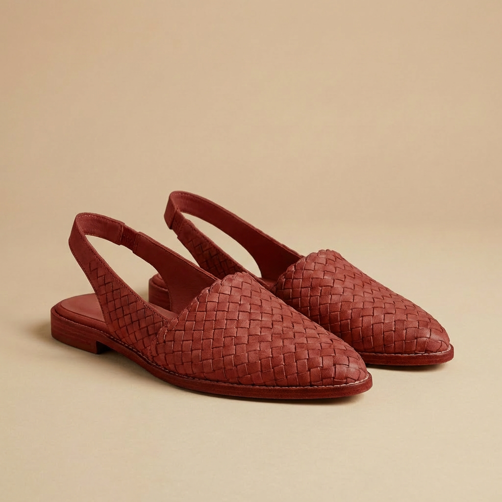 Capri - Woven Slingback Flats - Breathable Comfort Mules with Cushioned Sole