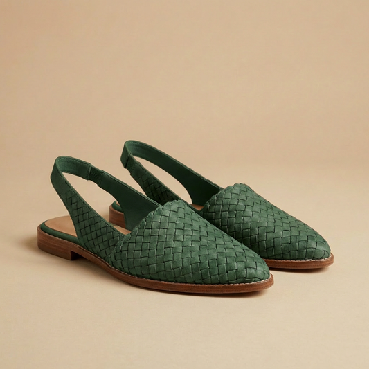 Capri - Woven Slingback Flats - Breathable Comfort Mules with Cushioned Sole