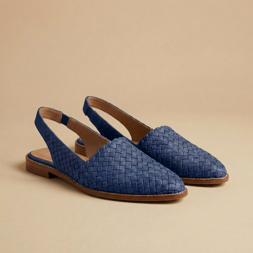 Capri - Woven Slingback Flats - Breathable Comfort Mules with Cushioned Sole