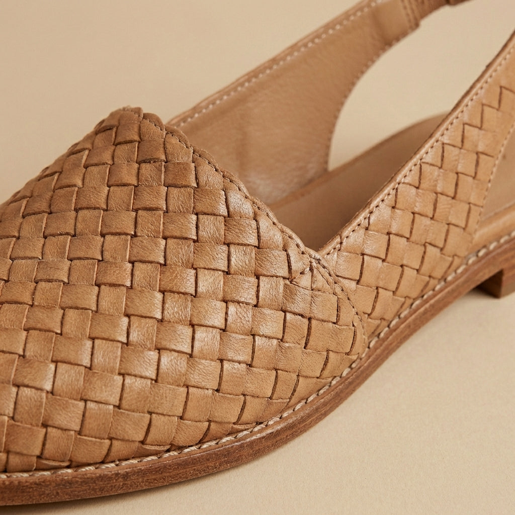 Capri - Woven Slingback Flats - Breathable Comfort Mules with Cushioned Sole