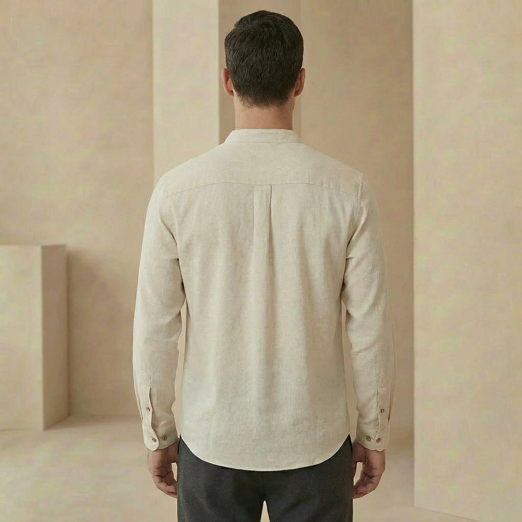 Zenith - Japanese-Style Linen Blend Shirt - Relaxed Mandarin Collar Top