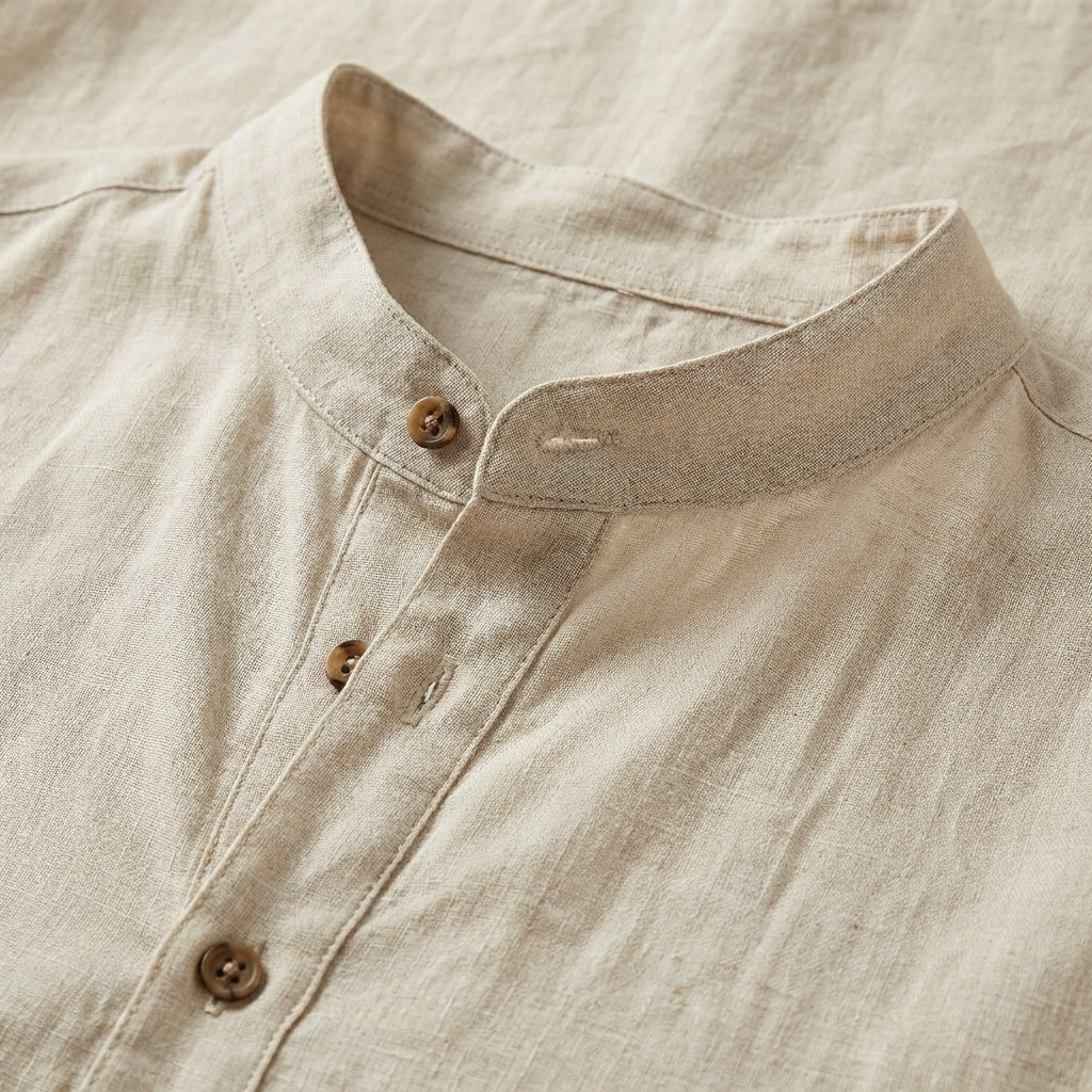 Zenith - Japanese-Style Linen Blend Shirt - Relaxed Mandarin Collar Top