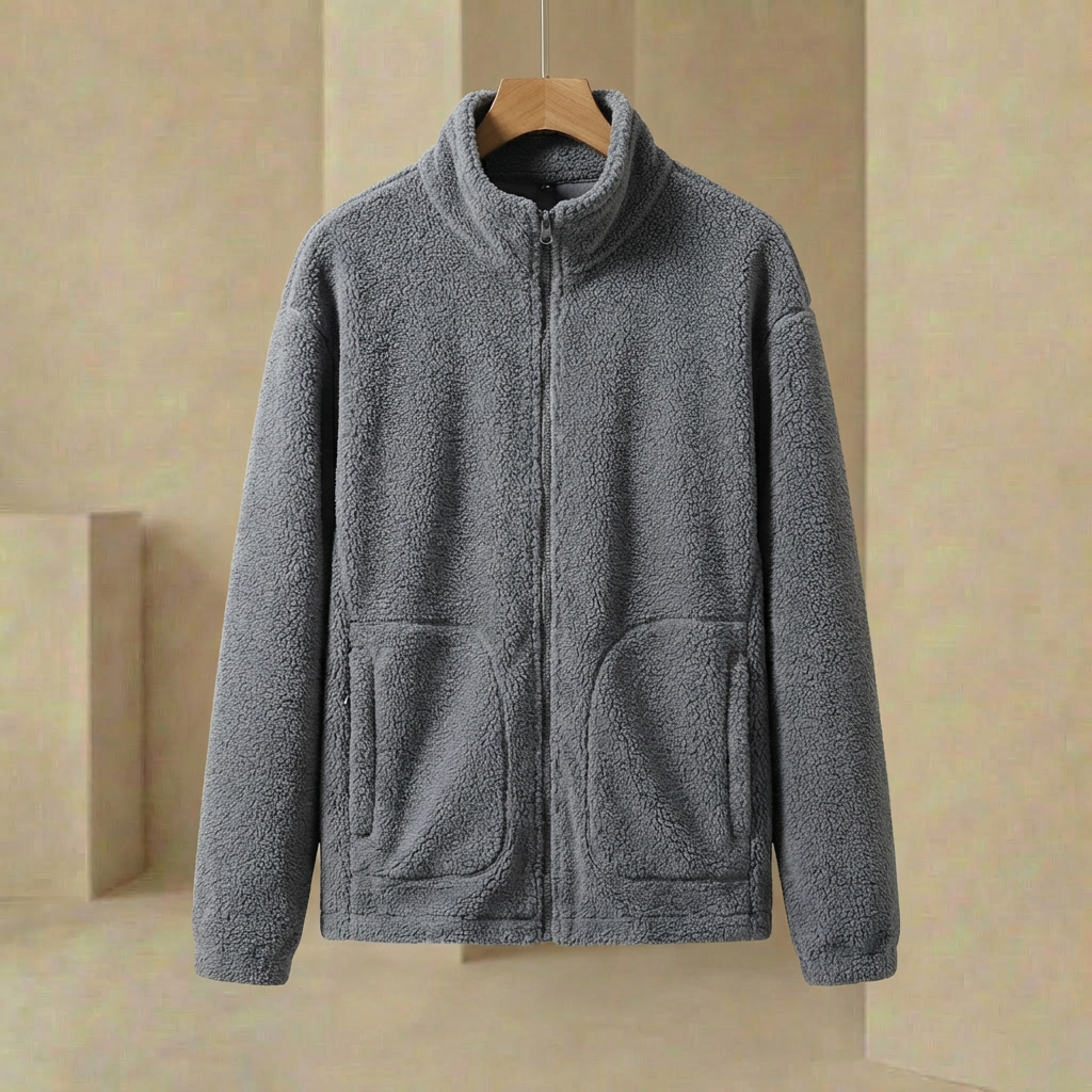 Aspen - Relaxed Fit Full-Zip Fleece Jacket - Premium Mock Neck Thermal Layer