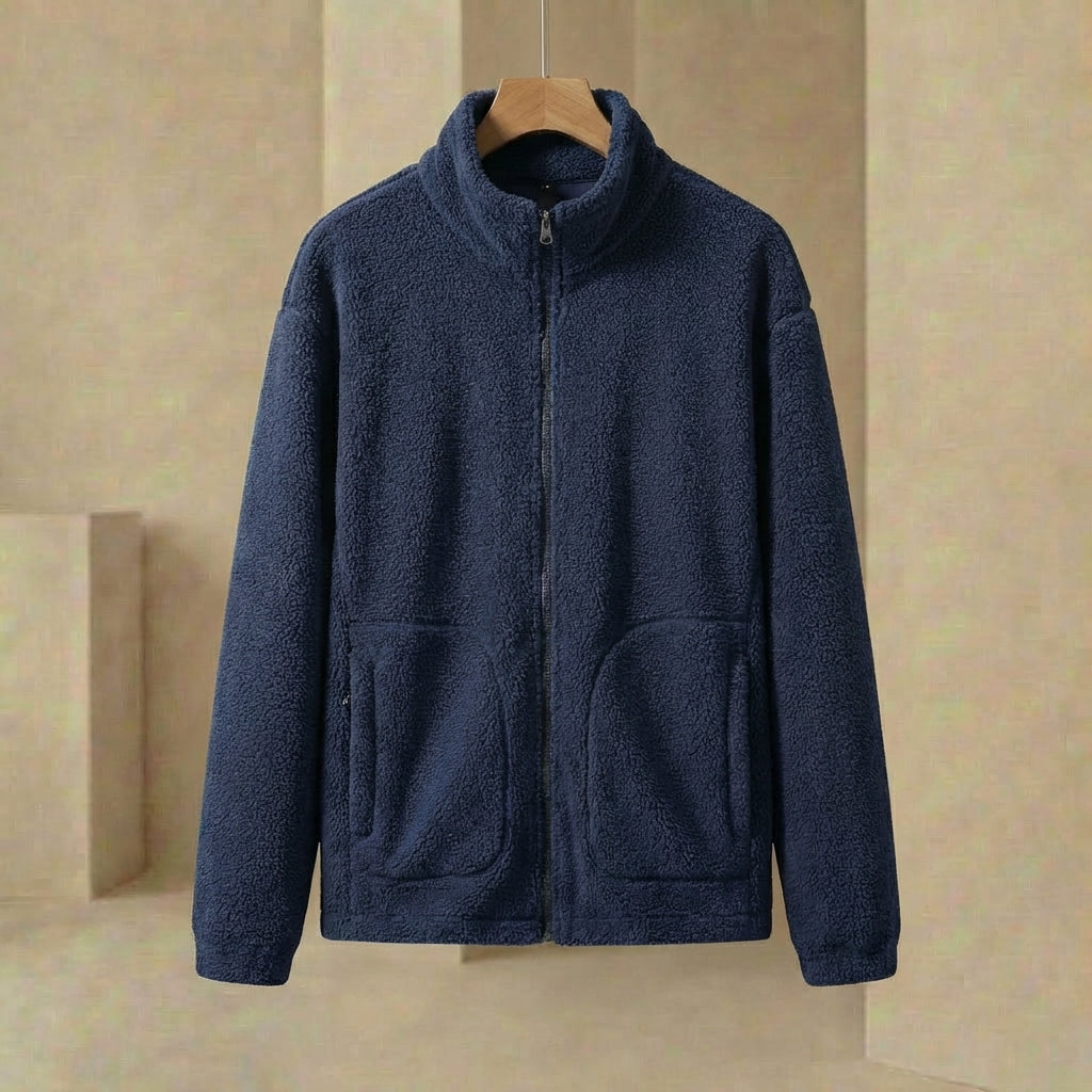 Aspen - Relaxed Fit Full-Zip Fleece Jacket - Premium Mock Neck Thermal Layer