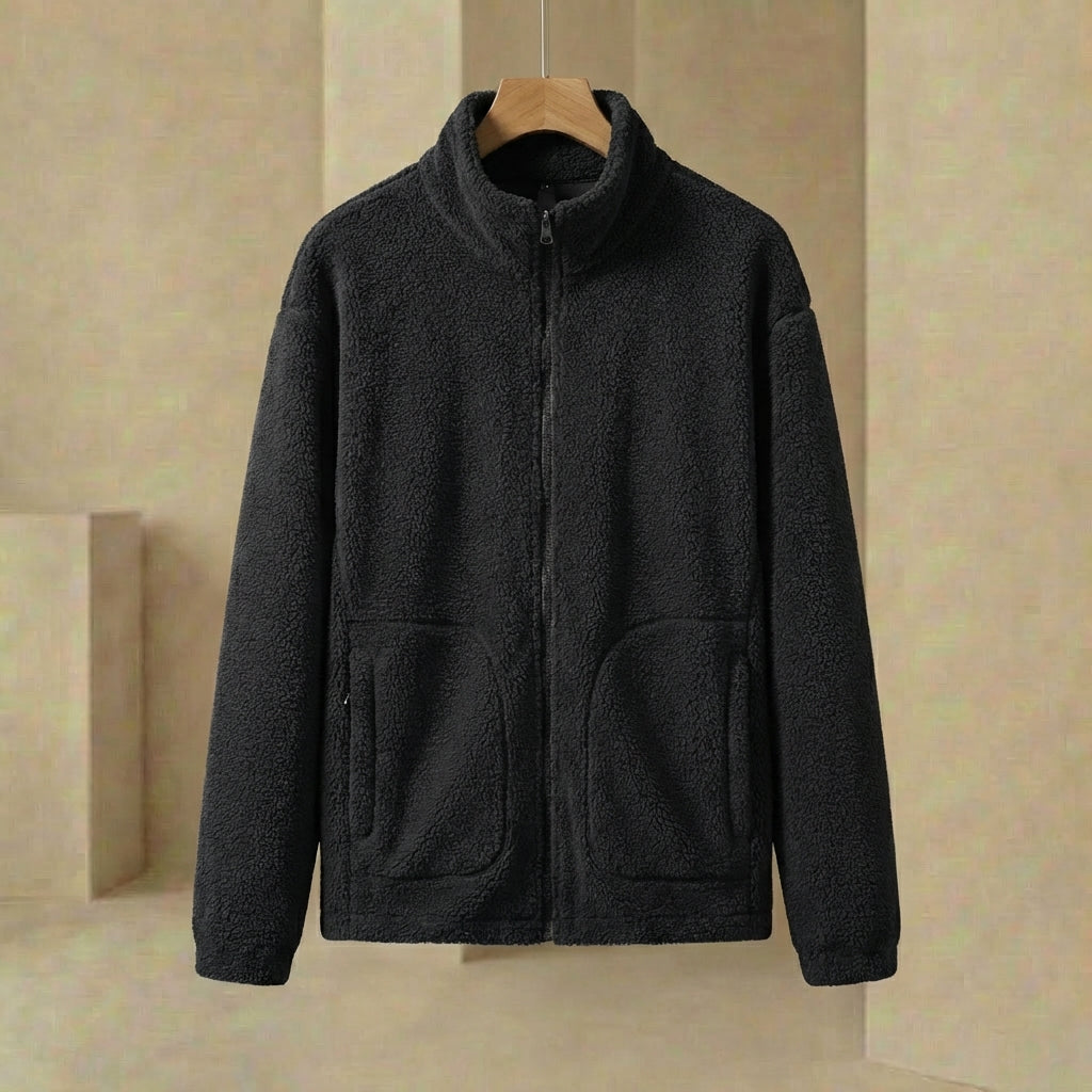 Aspen - Relaxed Fit Full-Zip Fleece Jacket - Premium Mock Neck Thermal Layer