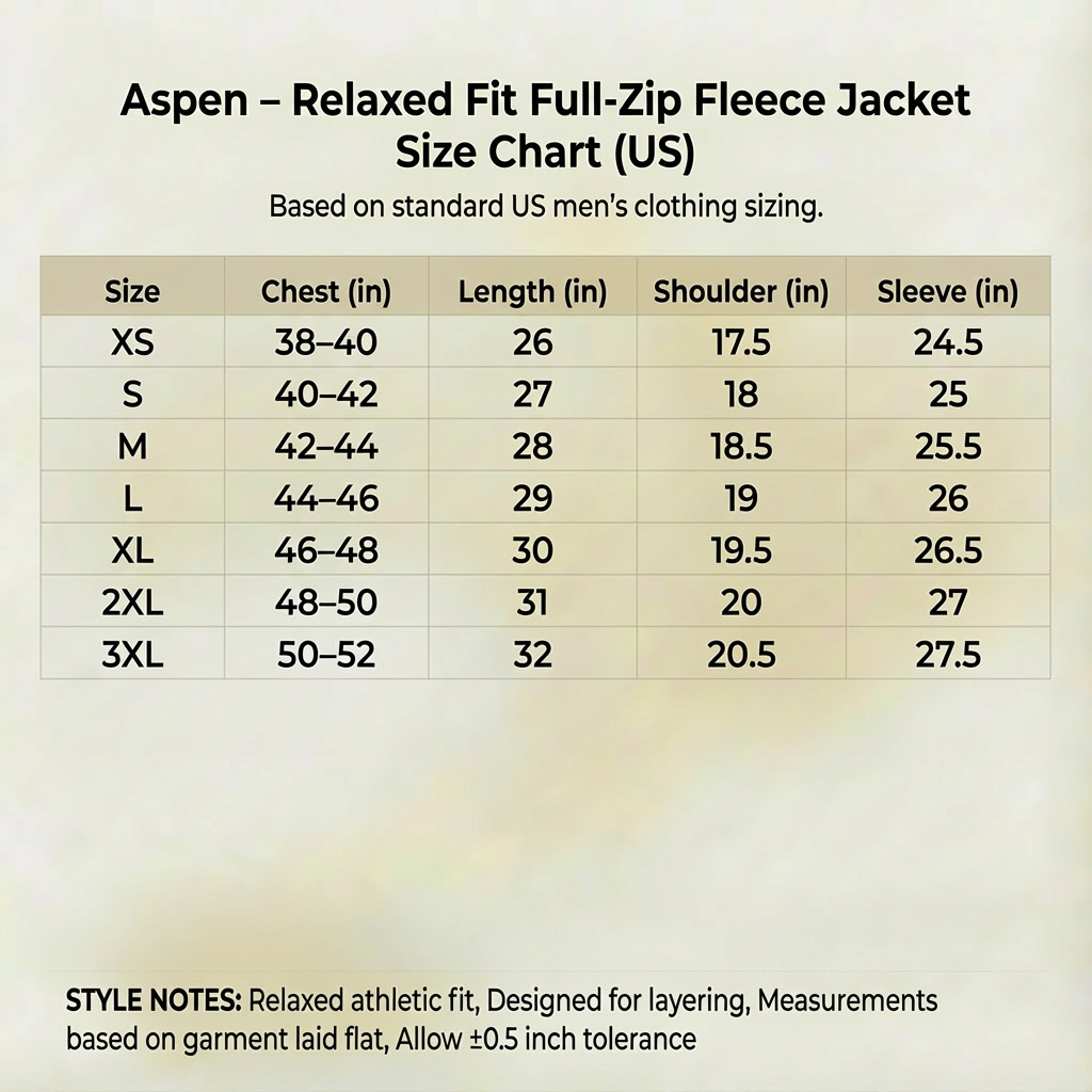 Aspen - Relaxed Fit Full-Zip Fleece Jacket - Premium Mock Neck Thermal Layer