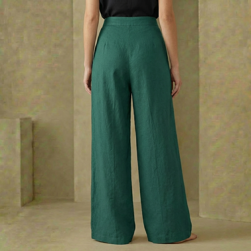 Harper - High-Waisted Button-Up Palazzo Pants - Breezy Wide-Leg Cotton Linen