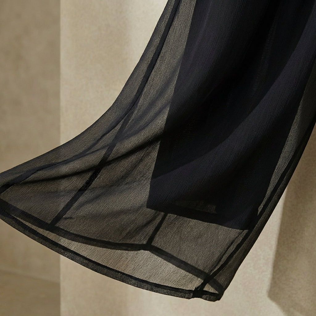 Lyra - Double-Layered Mesh Chiffon Pants - Flowy Wide-Leg Sheer Overlay Trousers
