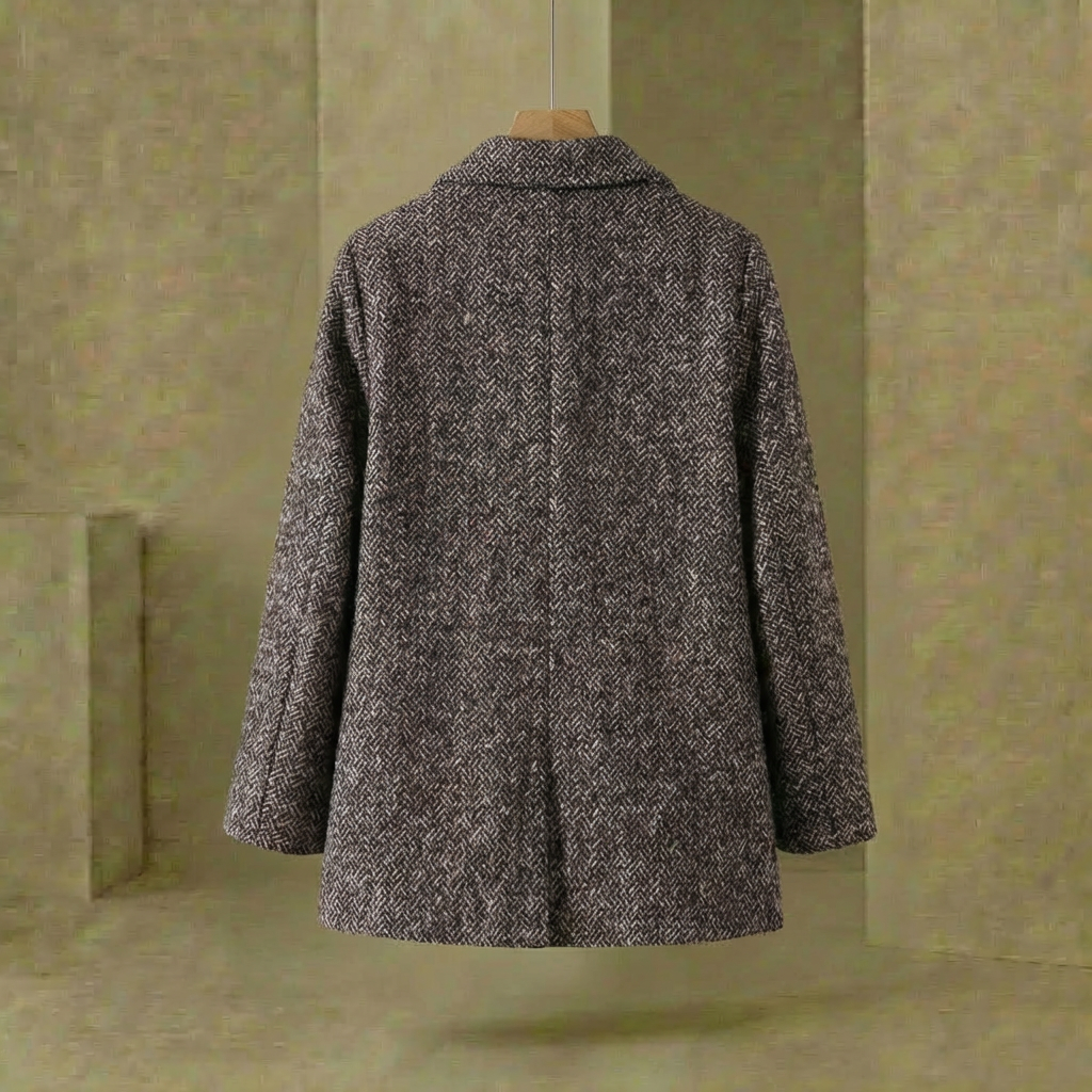 Alden - Women's Relaxed Geometric Blazer - Modern Wool-Blend Notched Lapel Jacket
