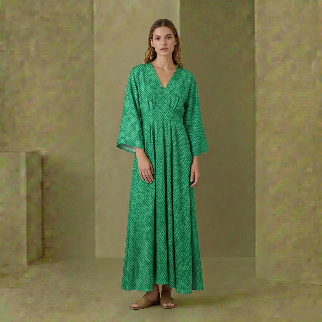 Bella - Women's Printed Maxi Dress - Flowing A-Line Sleeveless Summer Gown