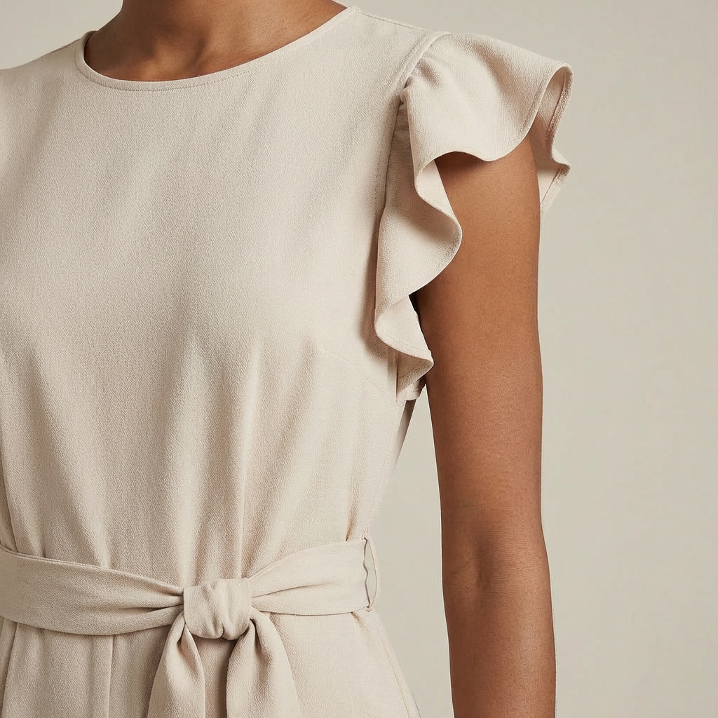 Sophia - Elegant Ruffle Sleeve Jumpsuit - Belted Wide-Leg Evening Romper