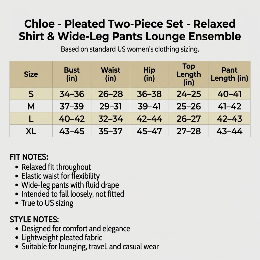 Chloe - Pleated Two-Piece Set - Relaxed Shirt & Wide-Leg Pants Lounge Ensemble