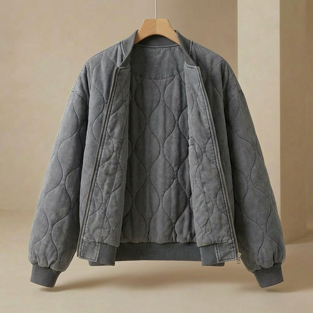 Maddie - Oversized Quilted Bomber Jacket - Lightweight Padded Streetwear Coat