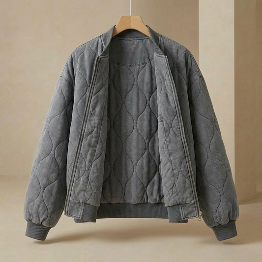 Maddie - Oversized Quilted Bomber Jacket - Lightweight Padded Streetwear Coat