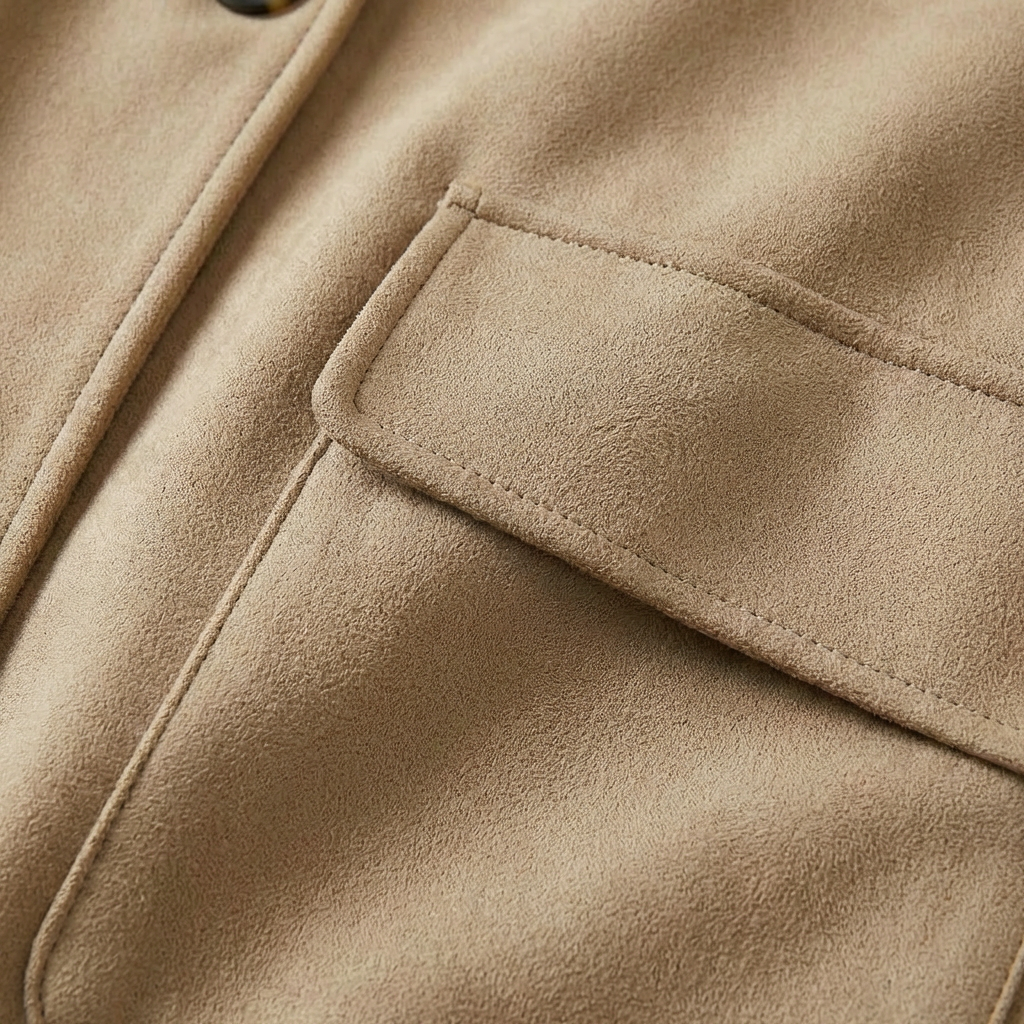 Ava - Women's Faux Suede Jacket - Retro Cropped Fall Layering Coat with Pockets