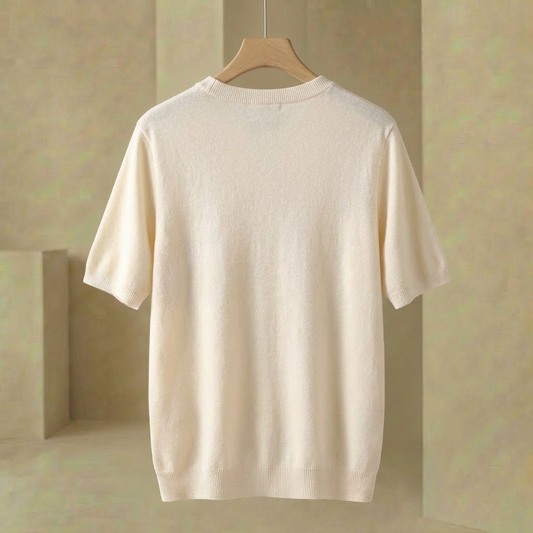 Julian - Men's Pure Knitted Shirt - Luxury Short Sleeve Crewneck Sweater