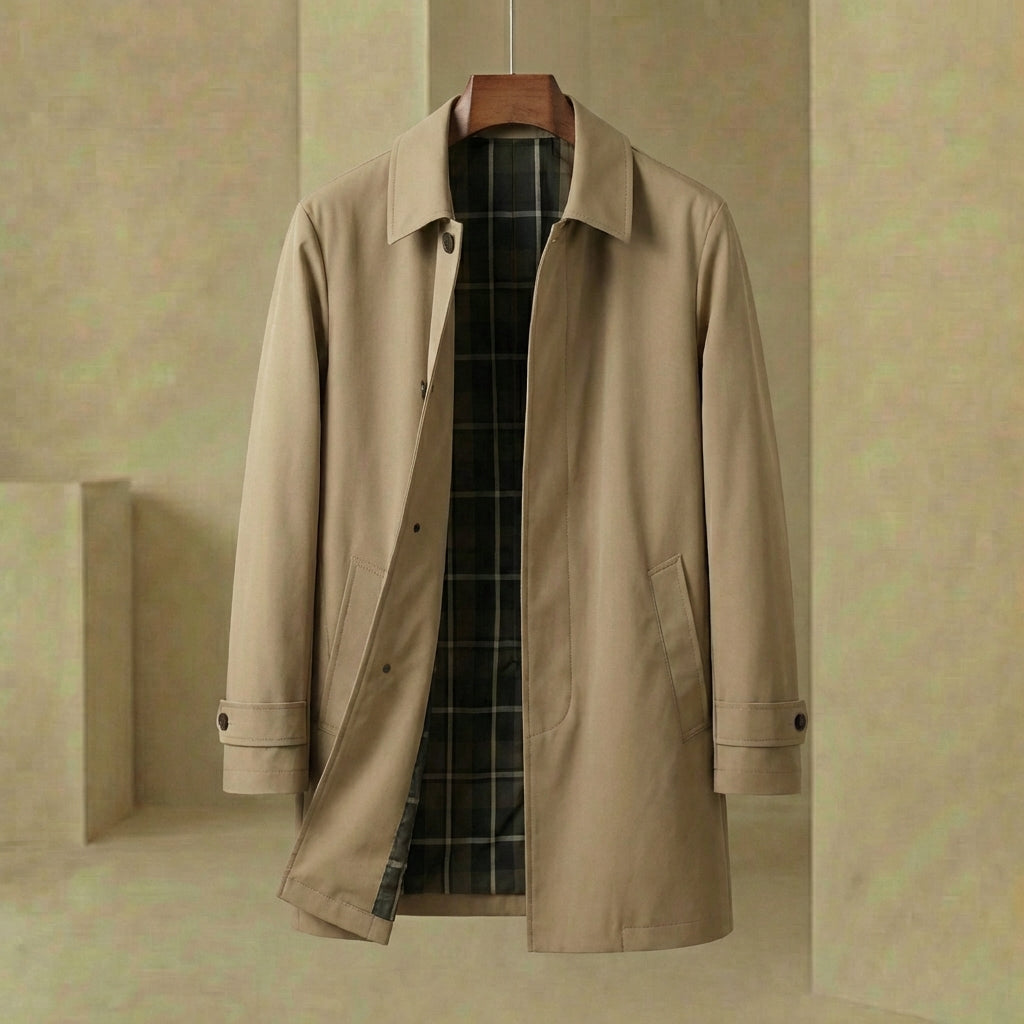 Jack - Men's Lightweight Trench Coat - Modern Windbreaker Overcoat