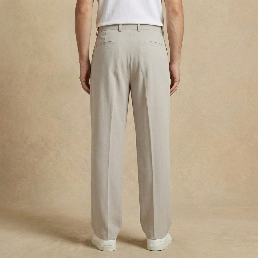 Ethan - Men's Straight Cut Pleated Pants - Relaxed Fit Elastic Waist Knit Trousers